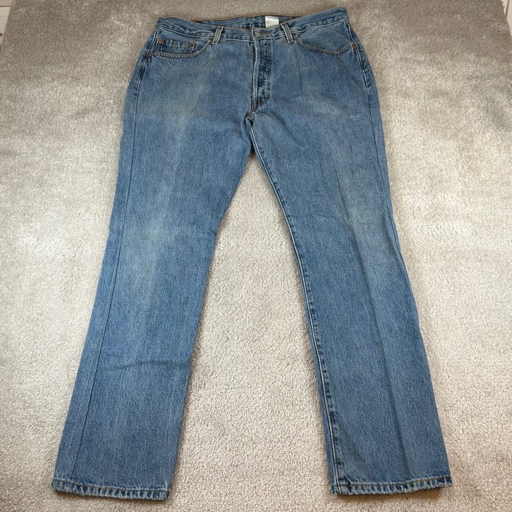 VTG Levis 501 Original Fit Jeans Mens 36x32 Blue Medium Wash Straight Button Fly